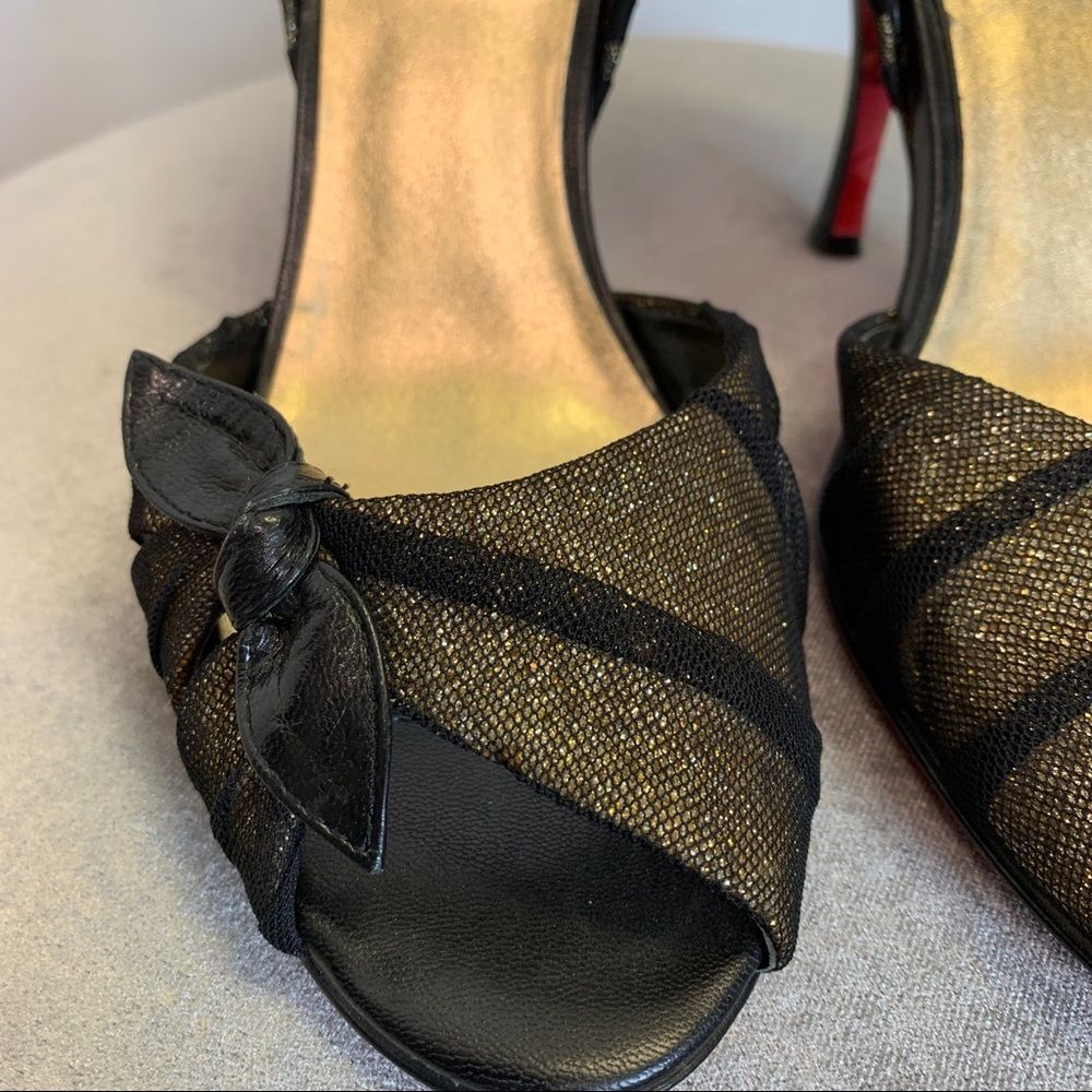 Betsey Johnson Black Gold Beverly Heels Size 8 - image 5